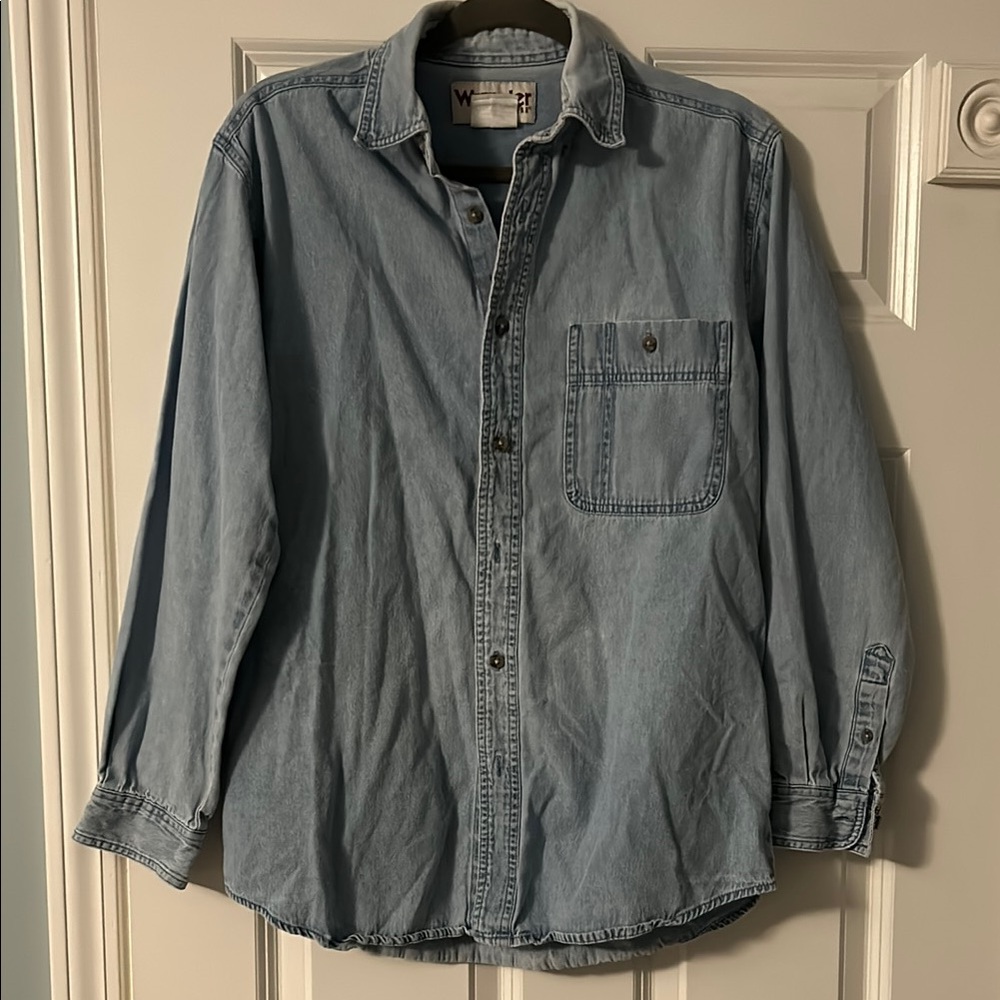 Wrangler Washed Denim women’s button down medium